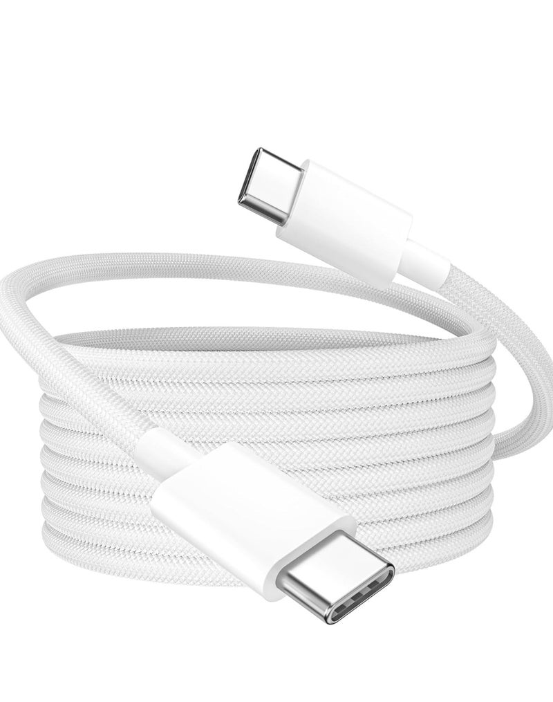 لوكاداه كابل شحن USB-C إلى USB-C لأجهزة آيفون 16، أبيض، شاحن سريع، طوله 6 أقدام، من النوع C إلى النوع C، سلك شاحن سريع، متوافق مع آيفون 15/16، 15/16 برو، 15/16 بلس، 15/16 برو ماكس، وماك بوك برو/إير، من النوع C، بقوة 60 واط - Image 2